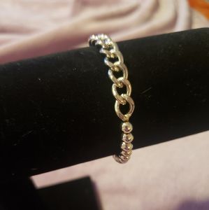 3/$10- Silver tone stretch bracelet with chain link accent